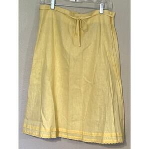 Selene Sport Women's Large Yellow Skirt with Eyelet Ruffle Linen Blend Zip
